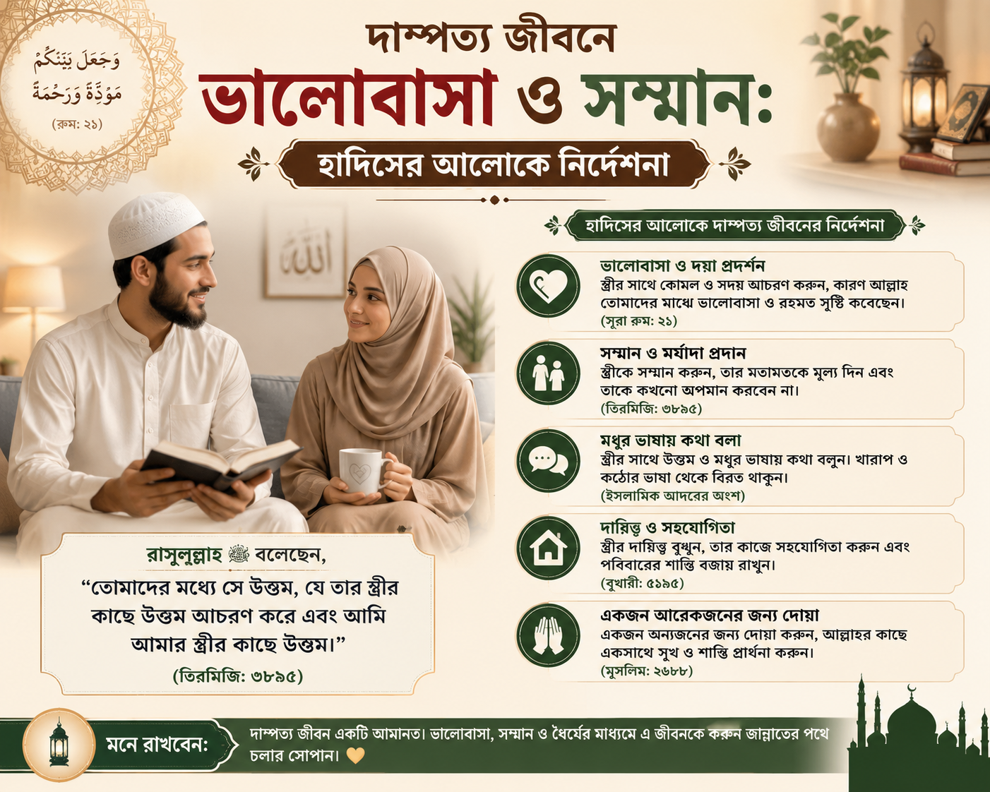 “স্বামী-স্ত্রীর সম্পর্ক: ইসলামের দৃষ্টিতে ভালোবাসা ও মর্যাদা”